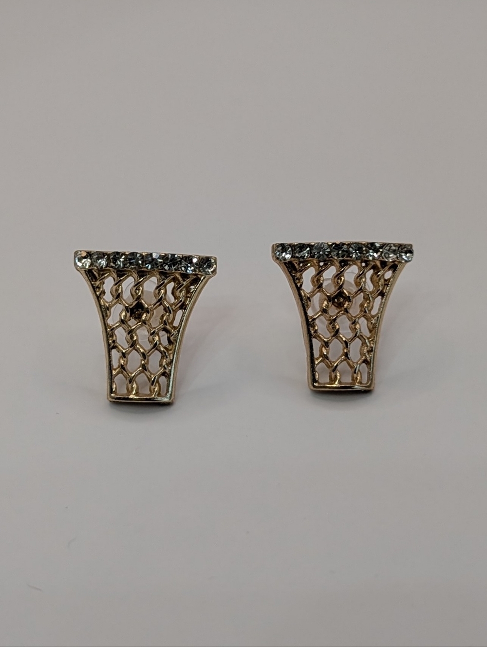 Basketball Hoop Bling Rim Stud Earrings Silver And Gold